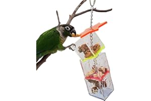 LEFTWEI Esagramma acrilico Multistrato Uccello che morde cibo Ciotola per alimenti Creativo Appeso Dolcetto Pappagalli Giocattolo per foraggiamento Supporto per alimenti in acrilico trasparente Forniture per