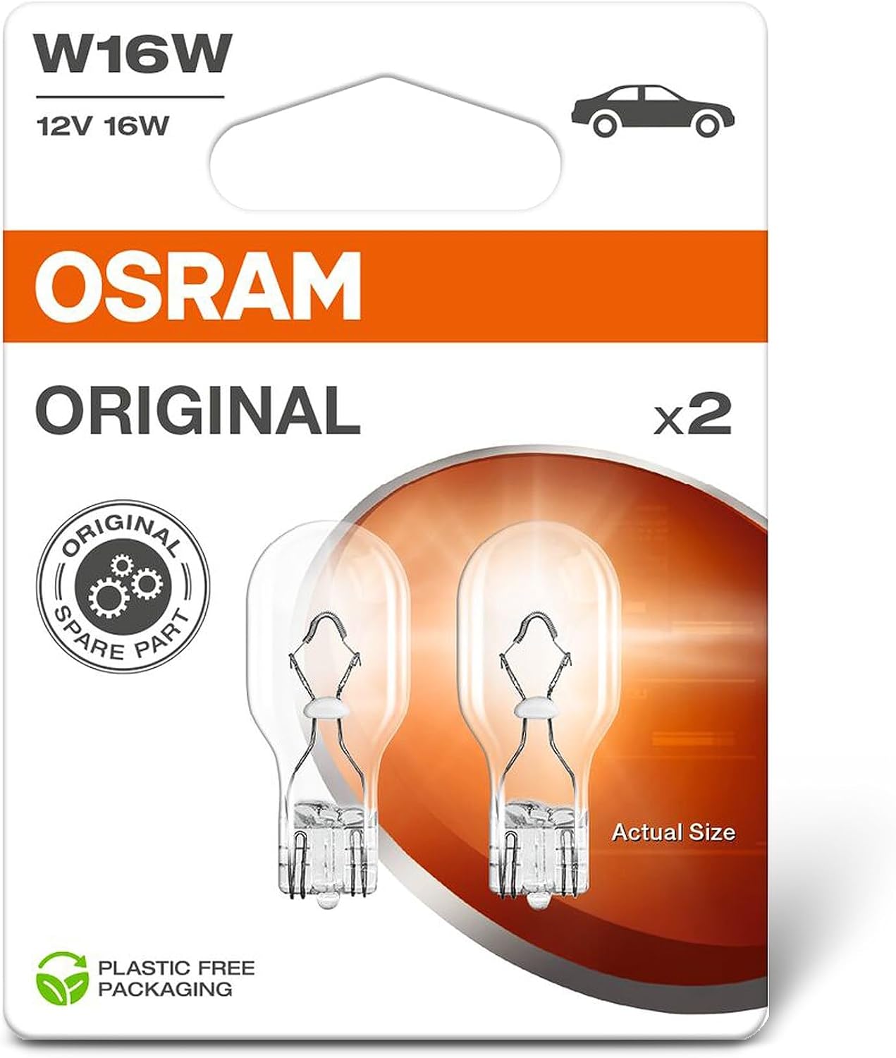 OSRAM ORIGINAL LINE 12V, W16W, Lampe de signalisation, Base Wedbe en Métal, Double Blister (2 lampes)