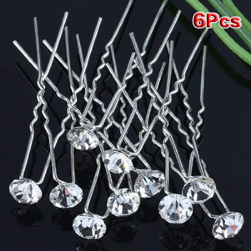 Gleader (Pack of 6 pcs) Crystal Rhinestones Hair Pins