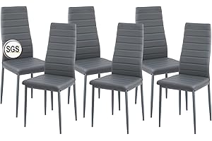anrekl Juego de 6 sillas de comedor con reposabrazos, patas de metal, sillas de cocina modernas, cómodas sillas tapizadas, asiento para comedor, salón, cocina, gris