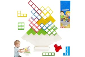 FENYW Tetra Tower Gioco, 32 PCS Tetris Tower Game, Tetra Tower Balance Game, Gioco Equilibrio Impilabili, Giochi educativi Montessori per Bambini Oltre 3 Anni e Adulti