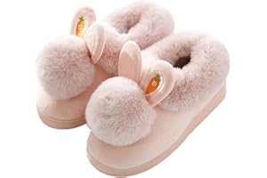 WYSFLY Girls Lovely Bunny Slippers Womens Memory Foam Slippers Cozy Plush Warm Indoor Home Shoes