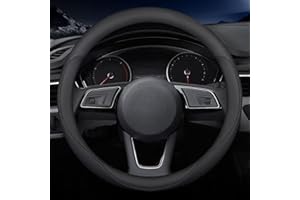Carodi Latest Nappa Leather car Steering Wheel Cover, Stylish Non-Slip Leather car Interior 15 inches Universal（Black）