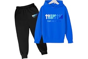 YOUPO Tute for bambini Trapstar, set da jogging giacca con cappuccio + pantaloni pantaloni, unisex con tuta stampata a lettere for l'autunno e l'inverno