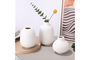 ZAXIVA Jarrones Decorativos 3PCS, Decoracion Hogar Modernos para Decorar la Mesa con Ramos de Flores Frescas o Secas, Jarron Decorativos de Cerámica para Estanterías, Dormitorios, Baños y Casas Campo