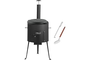 BBQ-Toro Fonte Kazan avec four Kazan Ø 34 cm | Marmite en fonte de 12,1 l avec couvercle, marmite en fonte | Chaudron à goulasch, chaudière à feu, four d'extérieur | Four à feu, four à ragoût, foyer