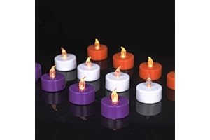 YIWER Lot de 24 LED Bougies CR2032 piles Bougie chauffe-plat sans flamme claire vacillante100+heures de lumière électrique,Décorez des Halloween,Coquille de trois couleurs（Lumière jaune chaude 24pcs）