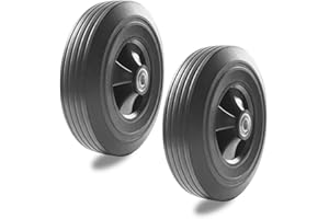 JUZAI 10 Inch Heavy Duty Sack Truck Wheels, Solid Rubber Puncture Proof Hand Trolley Cart Wheels Replacement, 4.10/3.50-4 Wheel, 16mm Bore, 150KG Load Capacity per Wheel