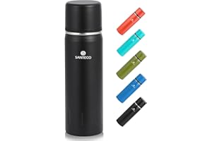SANTECO Borraccia Termica, Termos Caffè in Acciaio Inox Doppia Mantiene le bevande fredde per 24 ore e calde per 12 ore, Bottiglia thermos a prova di perdite, senza BPA(Nero, 500ML)
