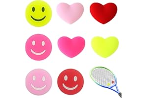 LILELIG 8 Stück Tennis Dämpfer Lustig,Herzförmiges Tennis-Vibrationsdämpfer,Smiley-Gesicht Tennis-Vibrationsdämpfer,Herzförmiges Silikon Tennissaitendämpfer,für Tennisschläger und Badmintonschläger