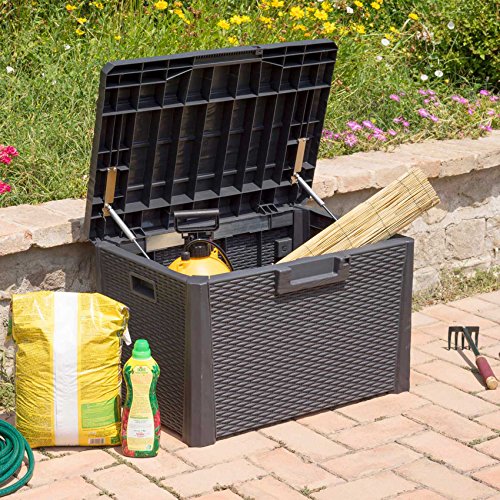 TOOMAX Nevada 120 Liter Langlebig witterungsbeständig Mehrzweck-Kompakt Indoor/Outdoor Rattan Finish abschließbar Aufbewahrungsbox
