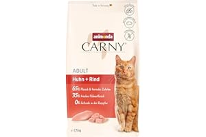animonda Carny Katzen Trockenfutter Huhn und Rind (1 x 1,75 kg), Trockenfutter für ausgewachsene Katzen ohne Zucker und Getreide, mit frischem Hühnerfleisch und Rinderprotein