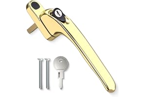 Bwintech 1 Pcs in-Line Pvd Gold UPVC Zinc Window Handle, 43mm Spindle for Indoor and Outdoor UPVC Window