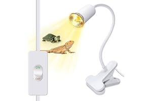LQUNFYL Lampe Chauffante Tortue avec 240CM Câble Lampe Chauffante pour Reptile UVA UVB Lampe Tortue d'eau Lampe Terrarium Tortue Accessoire pour Tortue de Terre Lampe E27 à Pince Céramique pour Lézard