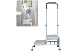 BAKENLON Marchepied avec Poignée pour Personnes âgées, Marche de Baignoire avec Poignée Maintien et 2 Marches, Hauteur Réglable, Marchepied pour Baignoire avec Poignée pour Chevet, Cuisine, Voiture, Baignoire