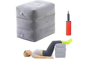 MeYuxg Bandscheibenwürfel, Stufenlagerungswürfel, Schaumstoffwürfel Gross, Stufenlagerungskissen, Aufblasbare Fußkissen mit Pumpe, 40 x 30 x 43 cm (3 Schichten, Hellgrau)