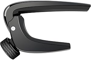 WiNGO Capodastre Guitare, Pro Capo de Guitare en alliage avec bouton de réglage à vis pour 6 cordes guitare acoustique et électrique, ukulélé, basse et banjo- Noir.