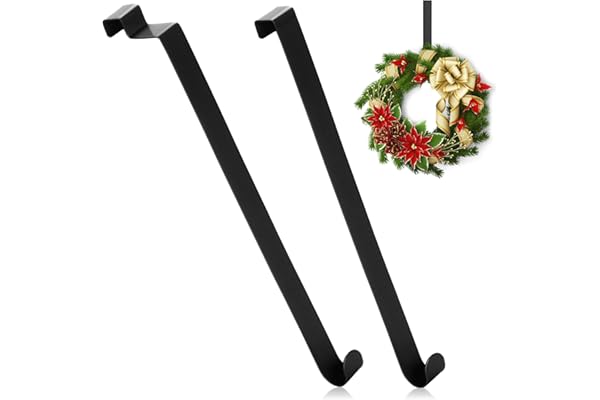 com-four® 2x crochets de porte en acier inoxydable - crochets de 26 cm pour couronnes de porte et décoration - cintres pour portes intérieures et extérieures - patères à suspendre