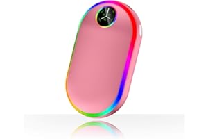 Chauffe-Mains Rechargeable avec Lumières (7 Couleurs), 10000mAh Chaufferette Main Electrique à Luminescence, (13-18 Heures) Chauffe Main Réutilisable USB Portable, Cadeaux Hiver
