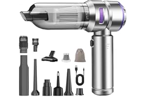 CHOLANG 20000PA Aspirateur à Main,4-in-1 Mini Aspirateur sans Fil avec Moteur sans balais Batterie 6000mAh Type C Dépoussiéreur d'air & Souffleur d'air & Pompe pour la Voiture, Le Bureau et la Maison