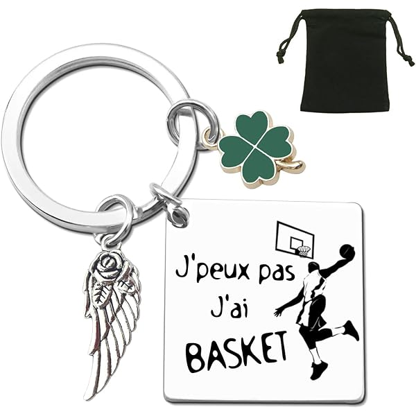 Porte-clés Sportif Avec Aile D'ange Et Trèfle - Breloques Thématiques (moto, Basket...), Cadeau Original - 4