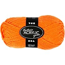 Gomitolo Di Lana Acrilica Arancione Fluorescente 50g 80m – Doppio Filo Per Maglia E Uncinetto