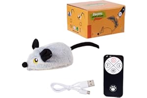CLSSLVVBN Queue Chat Jouet télécommande Souris pour Chats Simple Peluche télécommande Souris Chat Jouet entièrement en Peluche, Gris, Modèle de télécommande