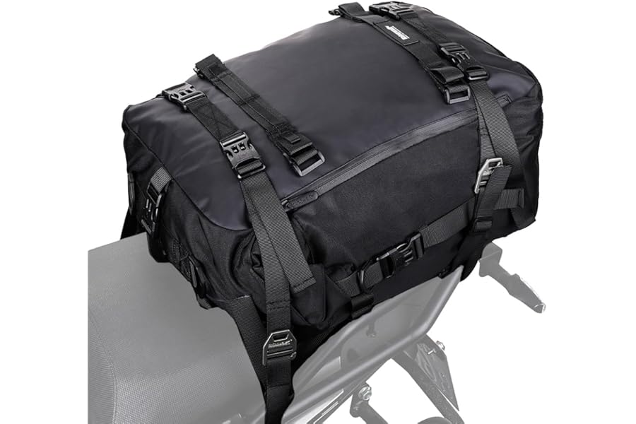 Rhinowalk Motor Pannier Bag 30L Multifunctional Waterproof Rear Rack Trunk Motorcycle Seat Bag Motorbike Saddle Bag Professional Motor Accessories-Black