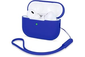 AOTUAO Compatibile con AirPods Pro 2 Custodia Case Cover, Case Protettiva Antiurto Antiscivolo in Silicone per AirPods Pro 2 Seconda Generazione 2022 Custodia con Silicone Lanyard, Blu