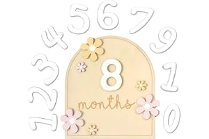 UNIKEEN Carte Étape Bébé Bois Carte Mensuelle Bebe Accessoire Photo pour Nourrissons de 0 à 12 Mois Cadeaus Bebe Pour Cadeau Naissance Cadeau Future Parents Baby Shower Enregistrement de Croissance (Style 4)