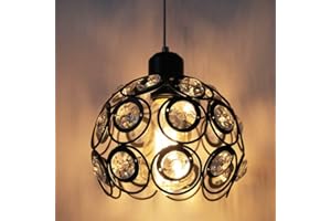 PETITES ECREVISSES Lustre Suspension Luminaire Moderne Cristal Industrielle E27 Lampe de plafond Vintage Abat-jour Φ20cm Design pour Salon Chambre Restaurant (Noir)