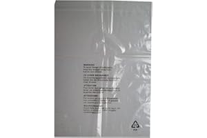 100x FBA Approved 38 Micron Poly Bags Self Seal Crystal Clear Quality Made in UK Poly Bags With Suffocation Warning in 5 Languages for Amazon Stock Poly Packaging Bagging - Uk Store 247 (10x12+1.5'')