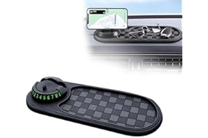 Aimisite Car Non Slip Dash Mat, Multifunction Anti Slip Car Dashboard Mat Rotatable Universal with Temporary Parking Numbe for Mobile Phones Glasses Keys