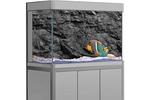 SB little Adesivo per sfondo acquario, semplice da parete in pietra di roccia nera, stampa HD, decorazione per fondali in PVC, 19,6 x 31,4 cm (50 x 80 cm)