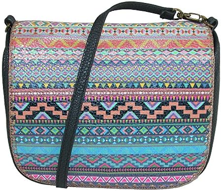 Mlavi Vegan Leather Aztec Print Crossbody Handbag, Multi