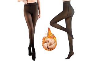 KYWLCO Collant Polaire Femme, Collant Polaire Femme Effet Faux Transparent, S/M/L/XL Collant Thermique Femme