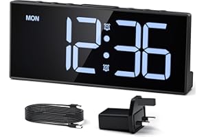 LATEC Alarm Clock, Digital Alarm Clock Bedside Mains Powered with 4 Level Brightness+OFF, 3 Levels of Volume, 2 Alarms, Snooze, USB Port, 3 Alarm Schedules, Clocks for Heavy Sleepers (Incl. Adapter)