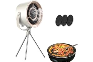 RUIOOMEEP Przenośny okap kuchenny, przenośny pulpit kuchenny z 3 prędkościami, zdejmowany i nadający się do prania wentylator, do BBQ, gotowania, hot potu, na kemping, do kampera (kolor biały)