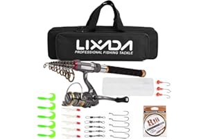 Lixada Mulinello da Pesca Combo in Fibra di Carbonio Telescopico Canna da Pesca Mulinelli da Spinning Borsa per Pesca da Viaggio