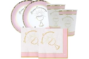 BIG PARTY IRPot - Kit N 2 ADDOBBI Prima Comunione Classic Rosa Accessori TAVOLA Festa