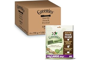 Greenies Snack Dental 100% Natural Grain free para Perros Grandes (Pack de 6 x 170g)