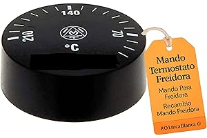 LB LINEA BLANCA RO Linea Blanca ® Mando Termostato Freidora Negro 0 210C 42mm Eje 6x4.6mm Mod TR 2 Recambio Boton Control Temperatura Compatible con Campeona Dosilet Futurmat Gayc Hoonved Imit Klaxon Maiser Tech