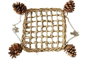 Hapihom Vogel Hängende Schaukel Spielzeug Hängematte Weben Stroh Matte Kauen Spielzeug Für Sittiche Wellensittich Nymphensittich Lovebird Eingesackt