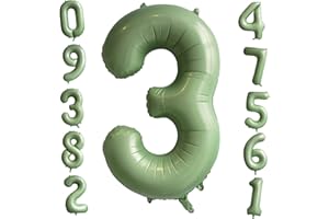OUSUGA Ballon Numéro 3 Vert Sauge, 40 Pouces Ballons Numérotés en Feuille d'hélium Ballon d'âge d'anniversaire Ballons Vert Olive Pour Garçons Filles Anniversaire Graduation Décorations de fête à Thème Forêt