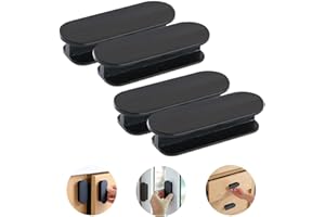 CiciIng Samoprzylepne uchwyty drzwiowe i do szafy, 4 sztuki, do mebli, drzwi balkonowych, z tworzywa sztucznego, na zewnątrz, do okien i szklanych drzwi, czarne