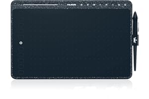 HUION HS611(Blue étoilé) Tablette de Dessin, Fonction D'inclinaison, Tablette Graphique Prise en Charge Android, 8 Touches Multimédias et Bande de Touche, 10 Touches D'appui pour Le Dessin