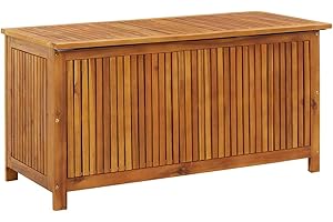 Capwee Baule da Esterno Contenitore Esterno Acacia Cassapanca in Legno da Esterno Massello di Acacia-113 x 50 x 58 cm