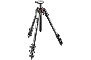 Manfrotto MT190CXPRO4 Trépied Photo en Carbone à 4 Sections avec Colonne Centrale Orientable à 90° – Trépied Professionnel pour Appareils Photo Reflex et Hybrides, Noir/Anthracite