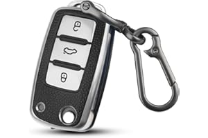 QBUC Autoschlüssel Hülle für VW,TPU Staubdicht Schlüsselbox Autoschlüsselschutz,Schlüsselhülle Cover für VW Polo/Santana/Jetta (D-Silber)