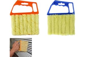 KELTRA 2 Pcs Venetian Blind Cleaner Tool,Orange Blind Cleaners Brush,Blue Efficient Plastic Easy Damp Cleaning Duster Tool Suitable for Wooden Venetian Blinds,Window Slat and Air Conditioners Removal Dust